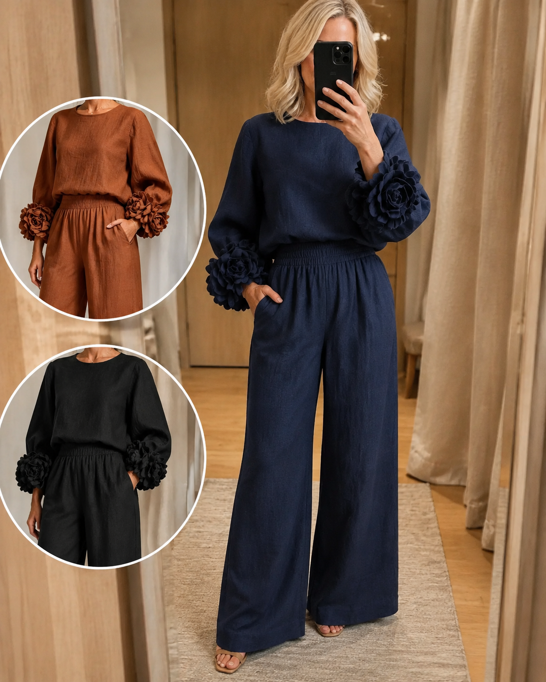 Kalina | Conjunto con blusa floral y pantalón ancho