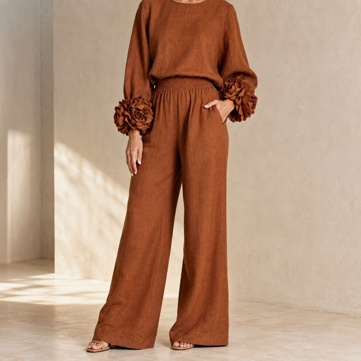 Kalina | Conjunto con blusa floral y pantalón ancho