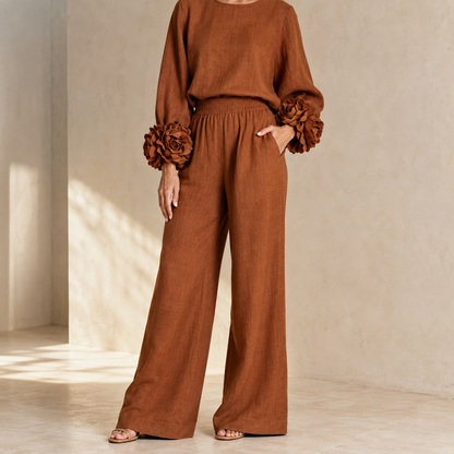 Kalina | Conjunto con blusa floral y pantalón ancho