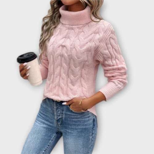 Amelia | Suéter Elegante con Cuello Roll de Malla