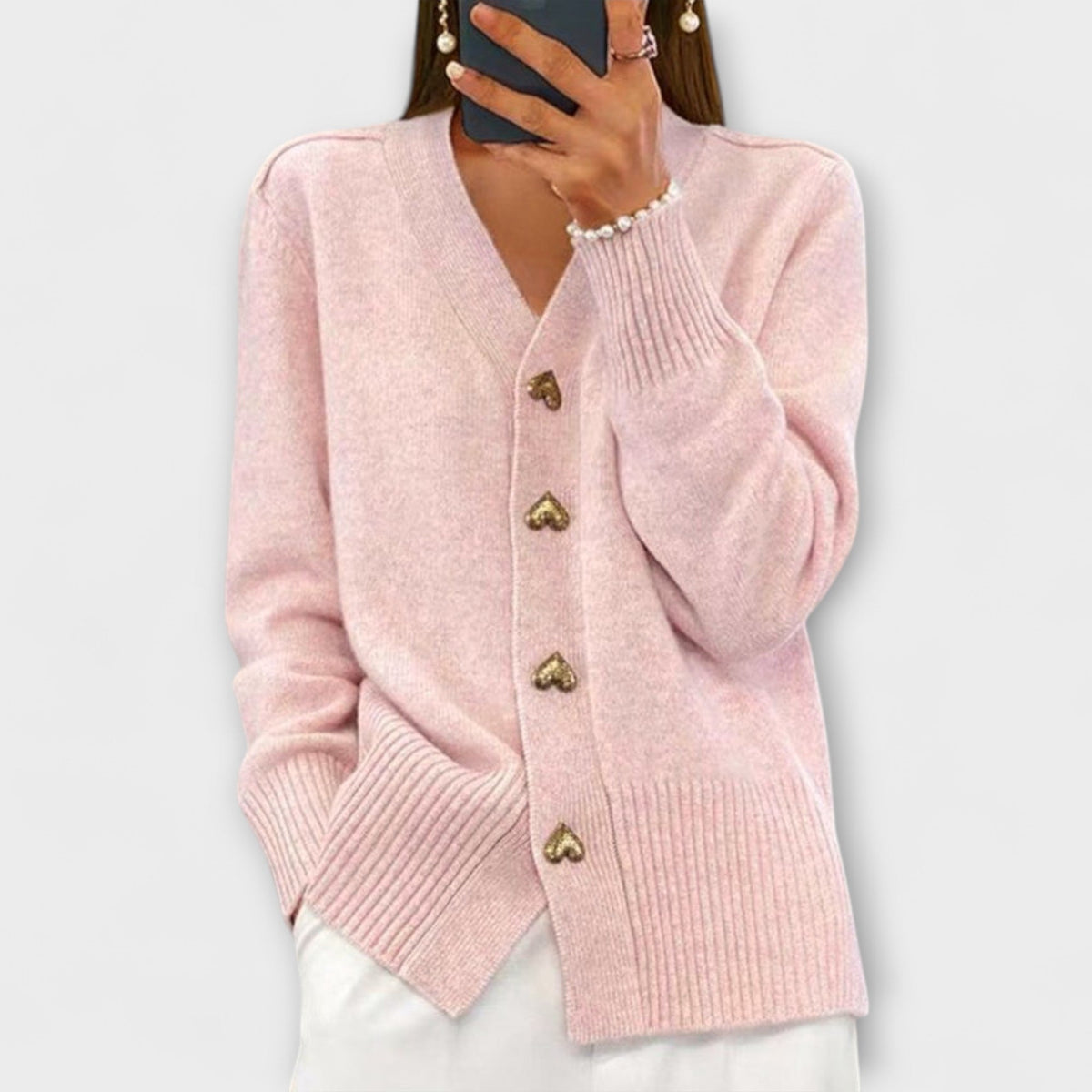Marij – Suéter para mujer con escote en V en estilo vintage