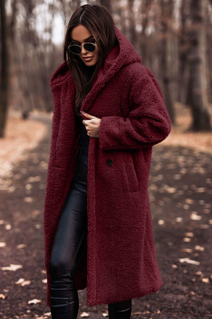 Eider | Abrigo hasta la rodilla con capucha y acabado efecto lana