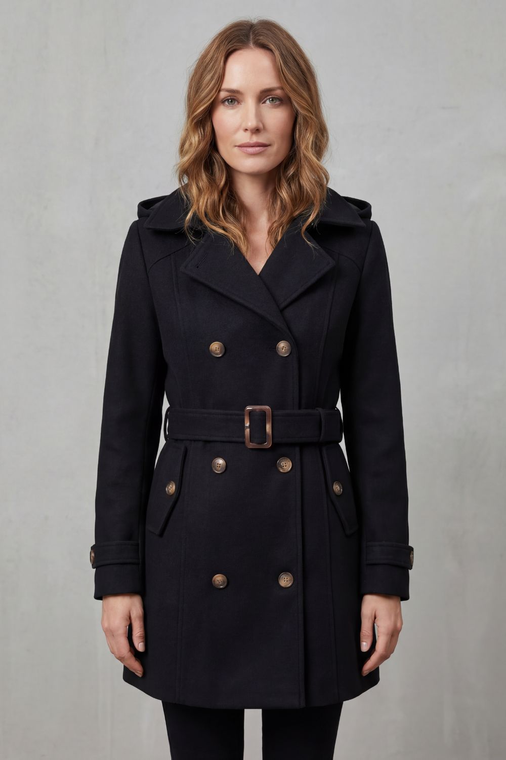 Hélène | Gabardina cruzada con capucha y cinturón