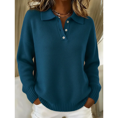 Marina | Jersey de cuello polo suave con tapeta de botones