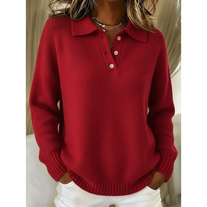 Marina | Jersey de cuello polo suave con tapeta de botones