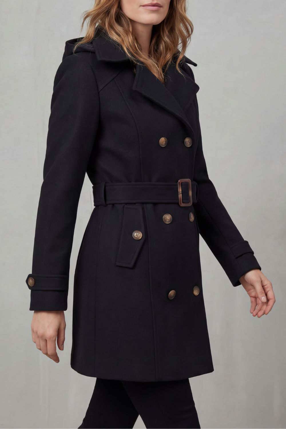 Hélène | Gabardina cruzada con capucha y cinturón