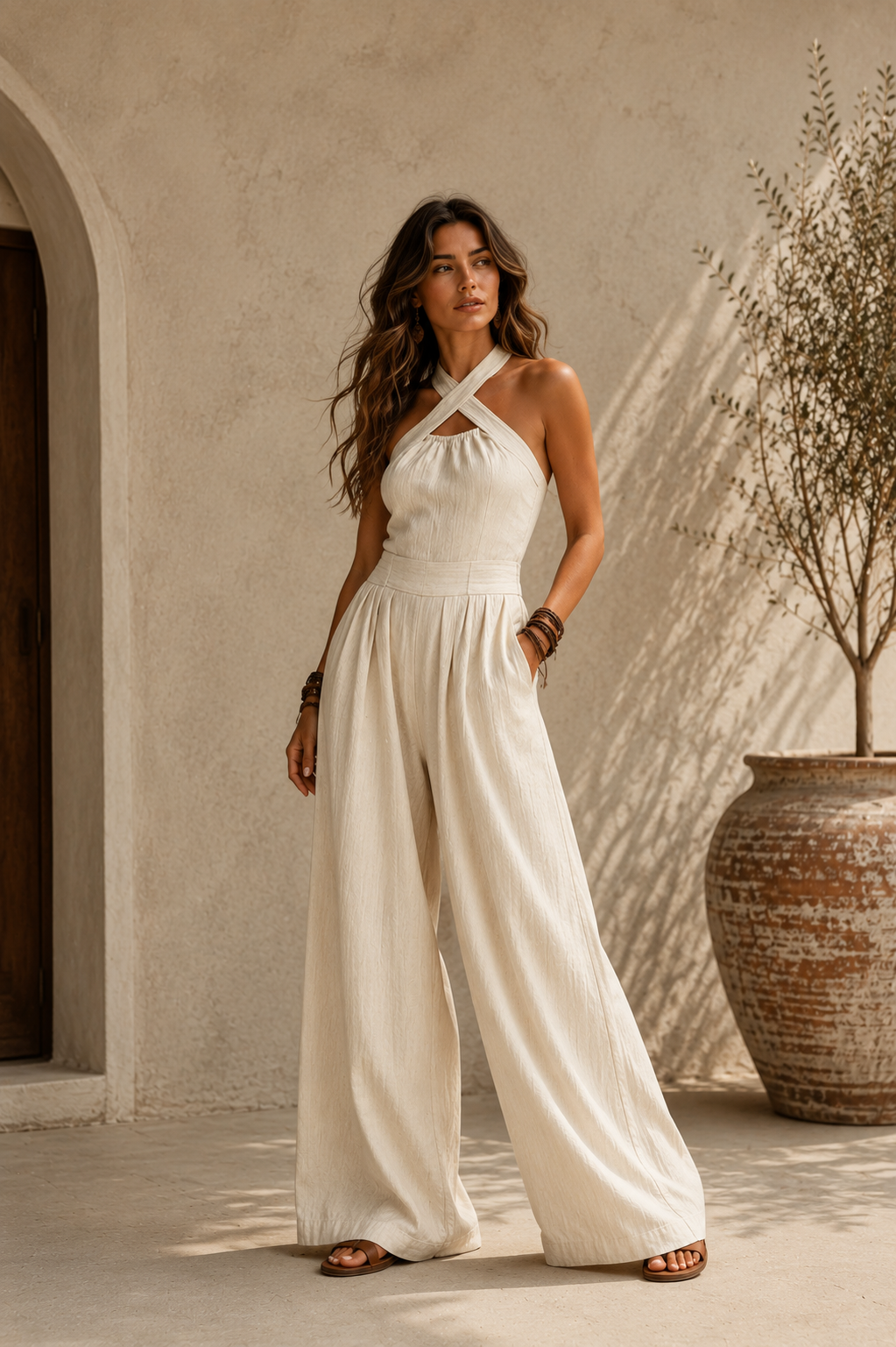 Bianca | Mono elegante con escote cruzado y línea amplia