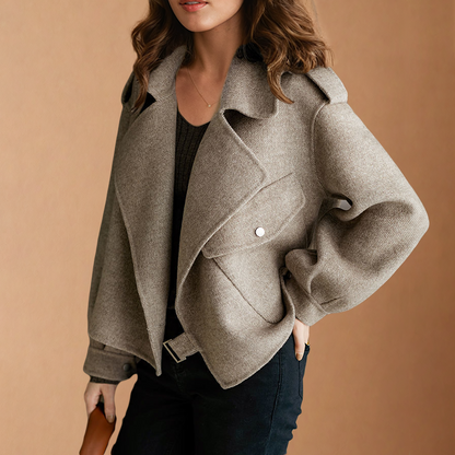 Silvia | Chaqueta efecto lana en color caqui