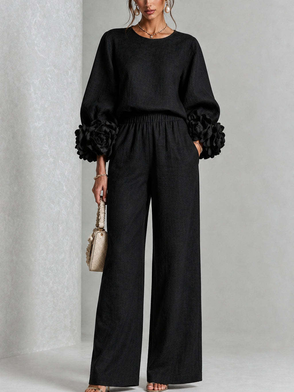 Kalina | Conjunto con blusa floral y pantalón ancho