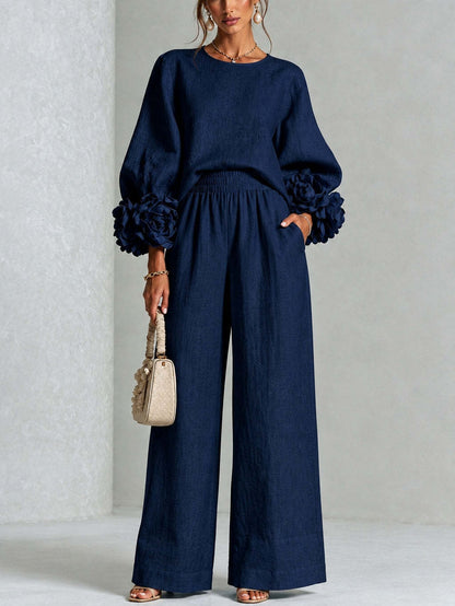 Kalina | Conjunto con blusa floral y pantalón ancho
