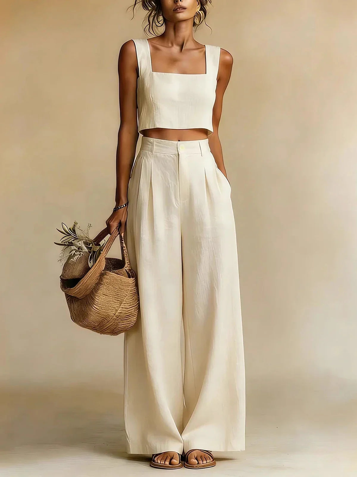 Cayetana | Conjunto de dos piezas con blusa y pantalón palazzo