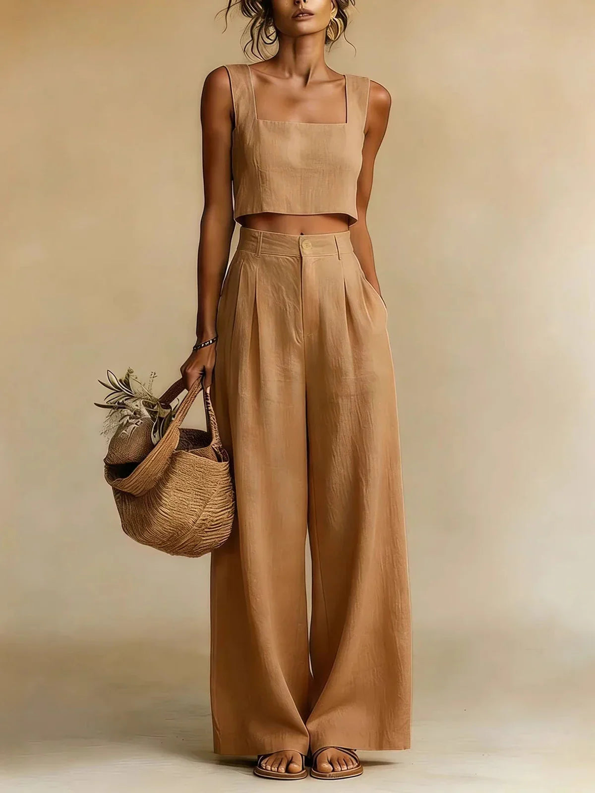 Cayetana | Conjunto de dos piezas con blusa y pantalón palazzo