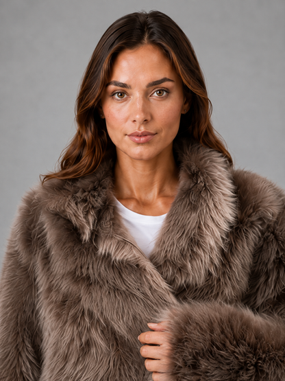 Arabella | Abrigo de pelo sintético con cuello amplio