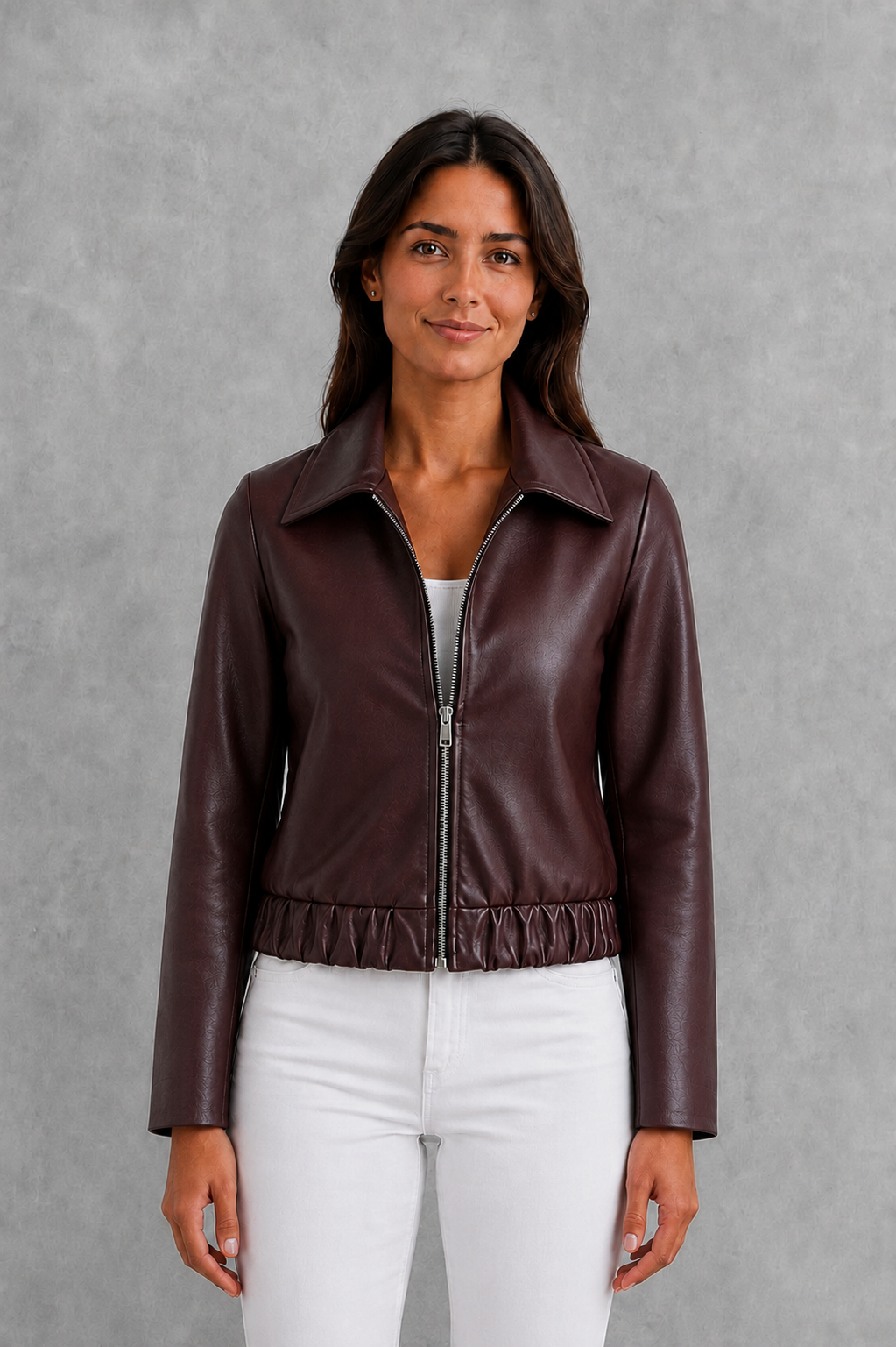 Roxanne | Chaqueta motera efecto piel con cremallera