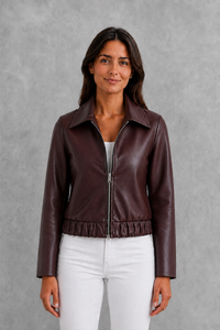 Roxanne | Chaqueta motera efecto piel con cremallera