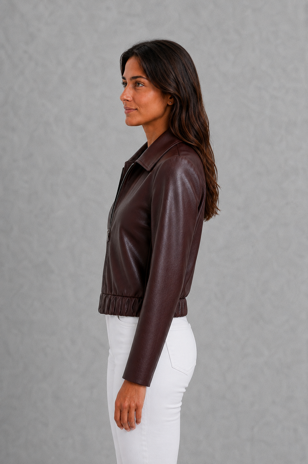 Roxanne | Chaqueta motera efecto piel con cremallera