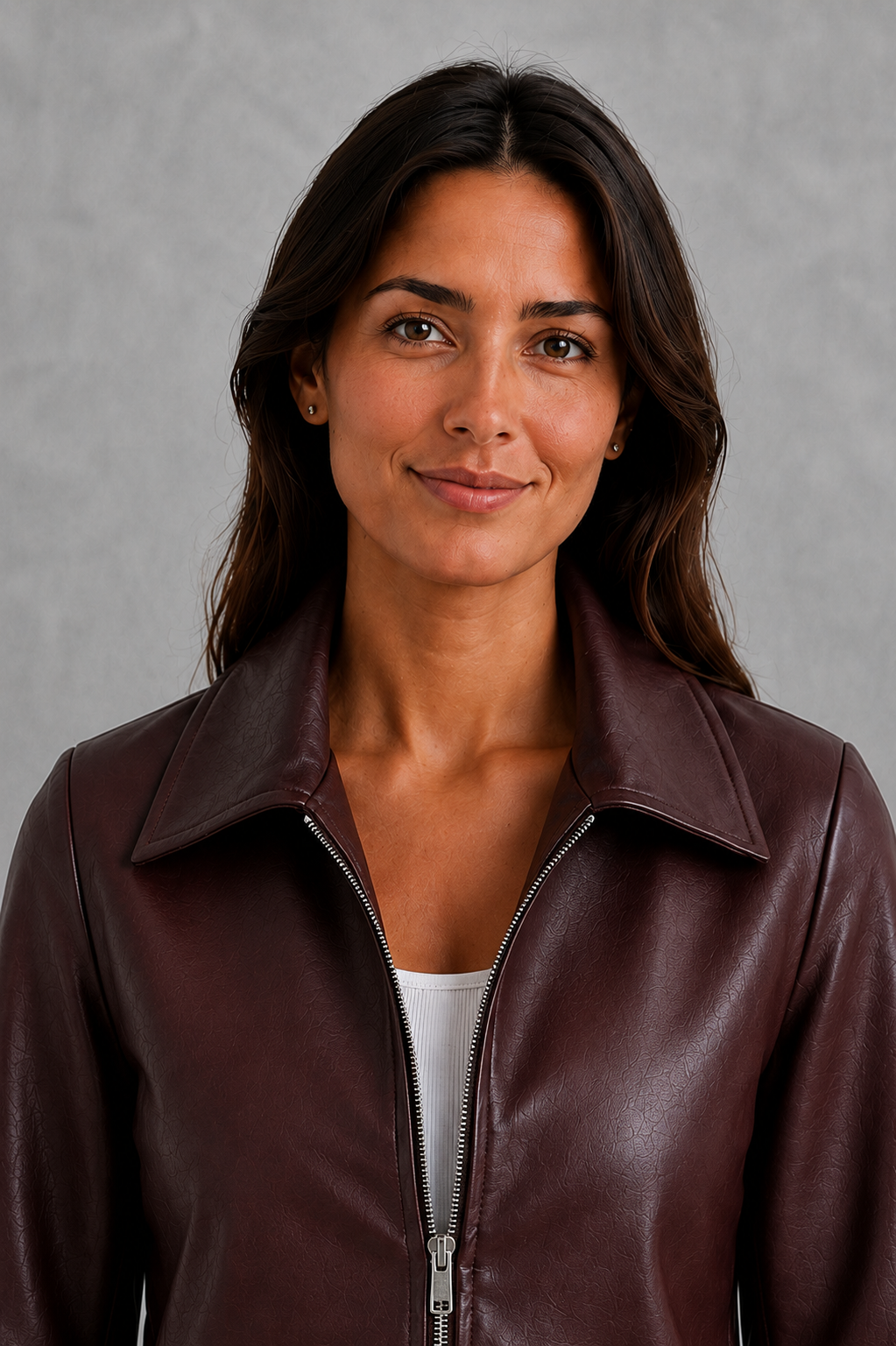 Roxanne | Chaqueta motera efecto piel con cremallera