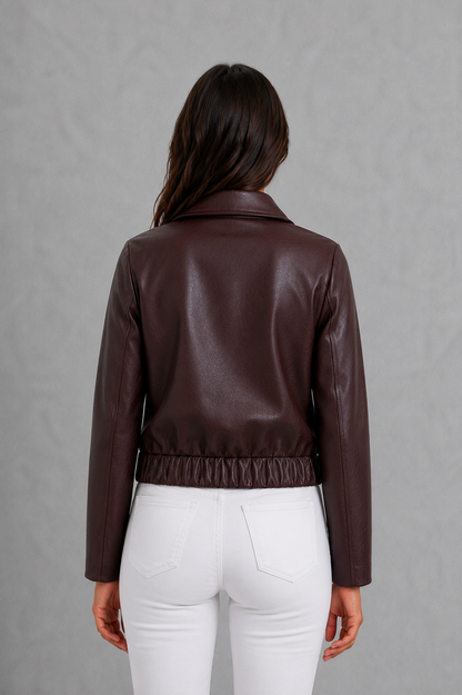 Roxanne | Chaqueta motera efecto piel con cremallera