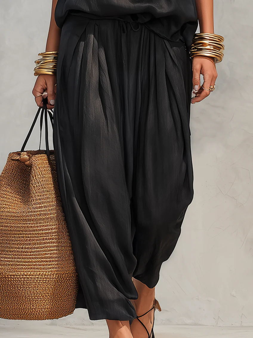 Alazne | Conjunto con top halter y pantalón plisado