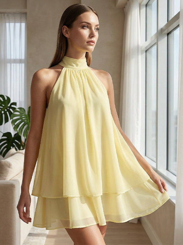 Paloma | Vestido corto fluido con capas y espalda abierta