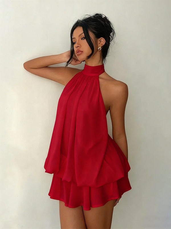 Paloma | Vestido corto fluido con capas y espalda abierta