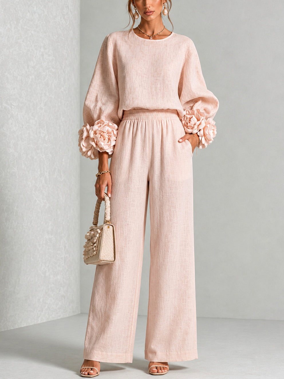 Kalina | Conjunto con blusa floral y pantalón ancho