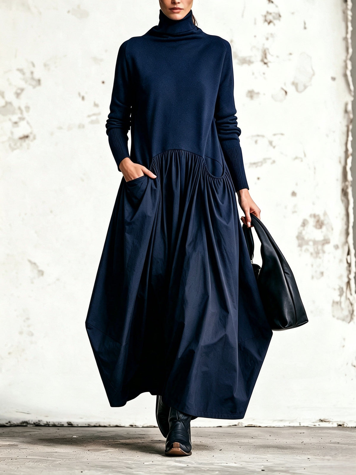 Vestido largo Odette de algodón, vista lateral