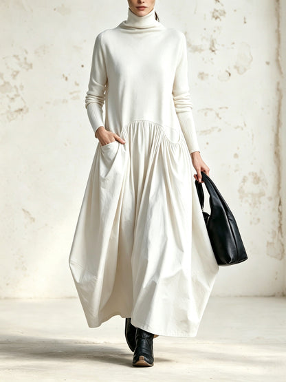 Vestido Odette falda fruncida y bolsillos