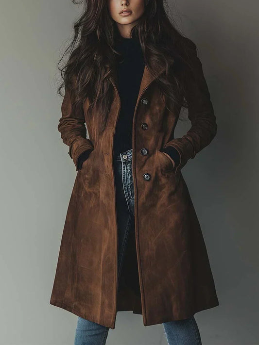 Rosa | Gabardina efecto ante de estilo clásico