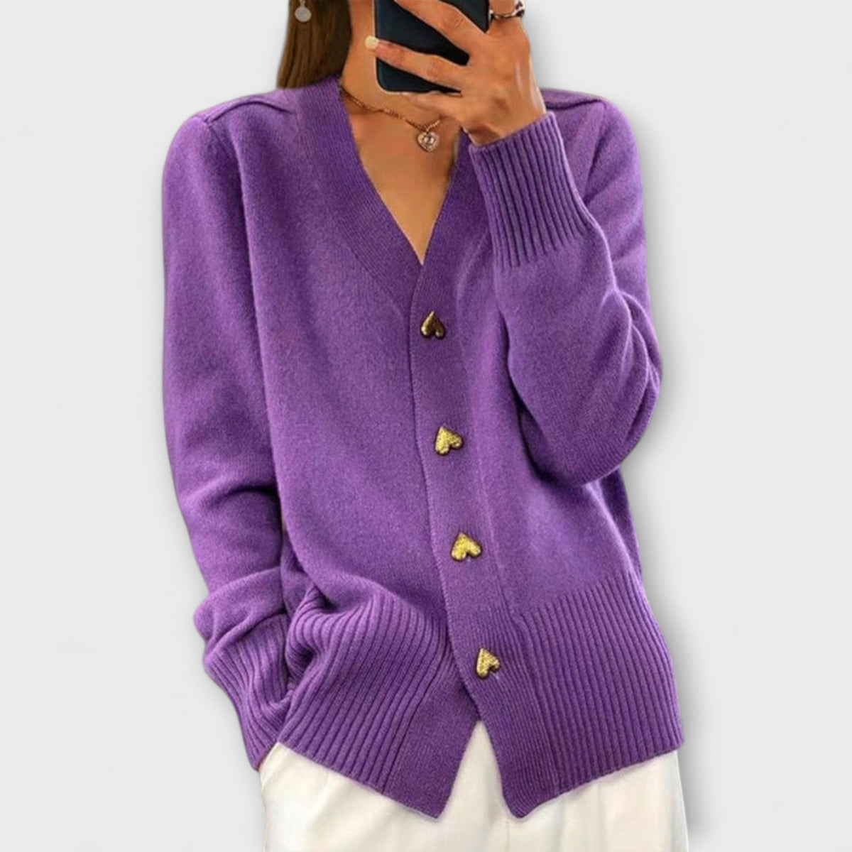 Marij – Suéter para mujer con escote en V en estilo vintage