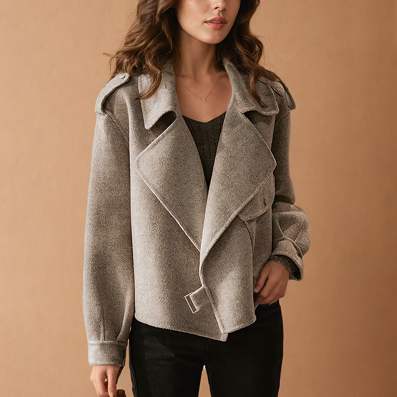 Silvia | Chaqueta efecto lana en color caqui