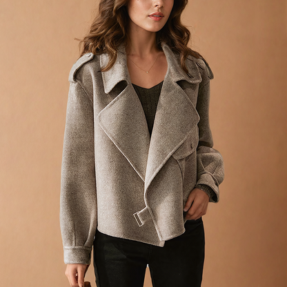 Silvia | Chaqueta efecto lana en color caqui