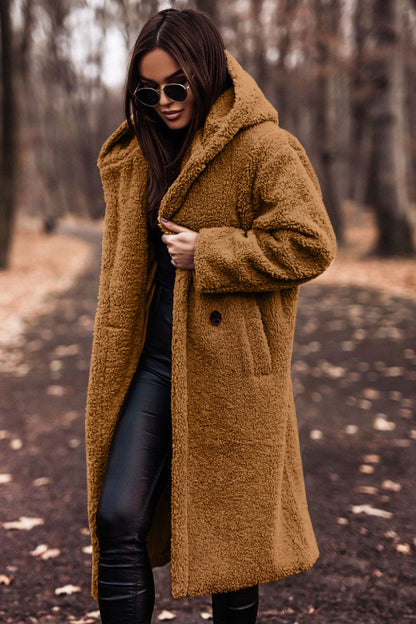 Eider | Abrigo hasta la rodilla con capucha y acabado efecto lana