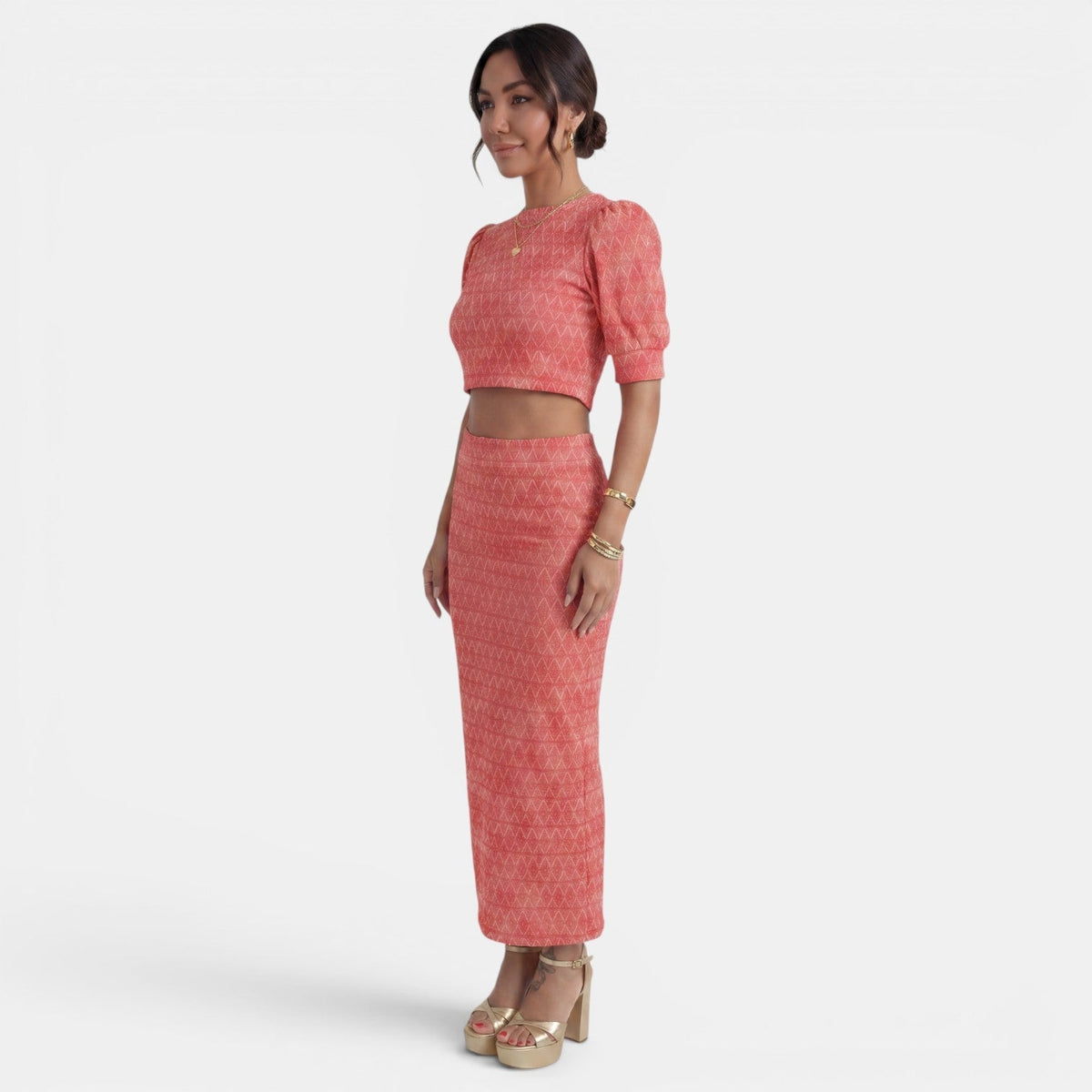 Conjunto Mujer 2 Piezas Top Corto y Falda con Abertura Eventos | Amanda