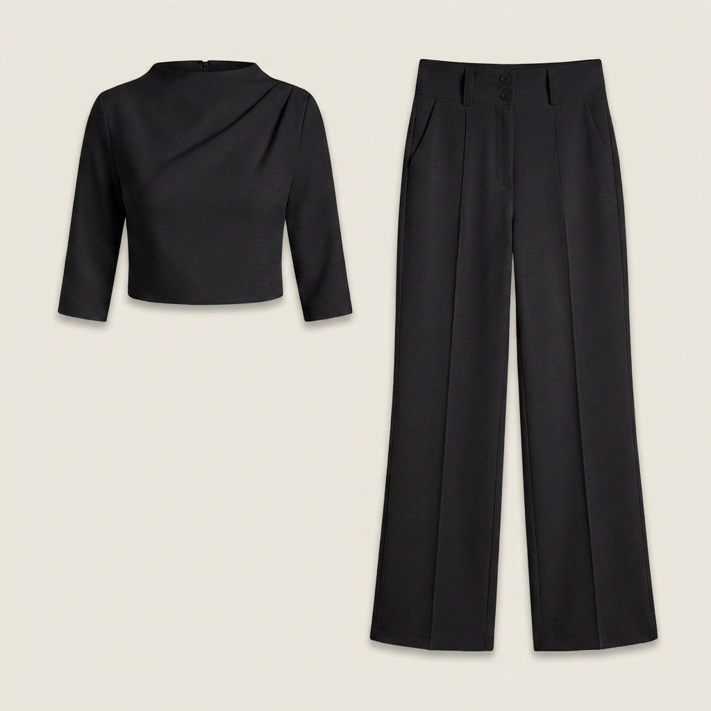 Conjunto Top Corto y Pantalón Ancho para Mujer