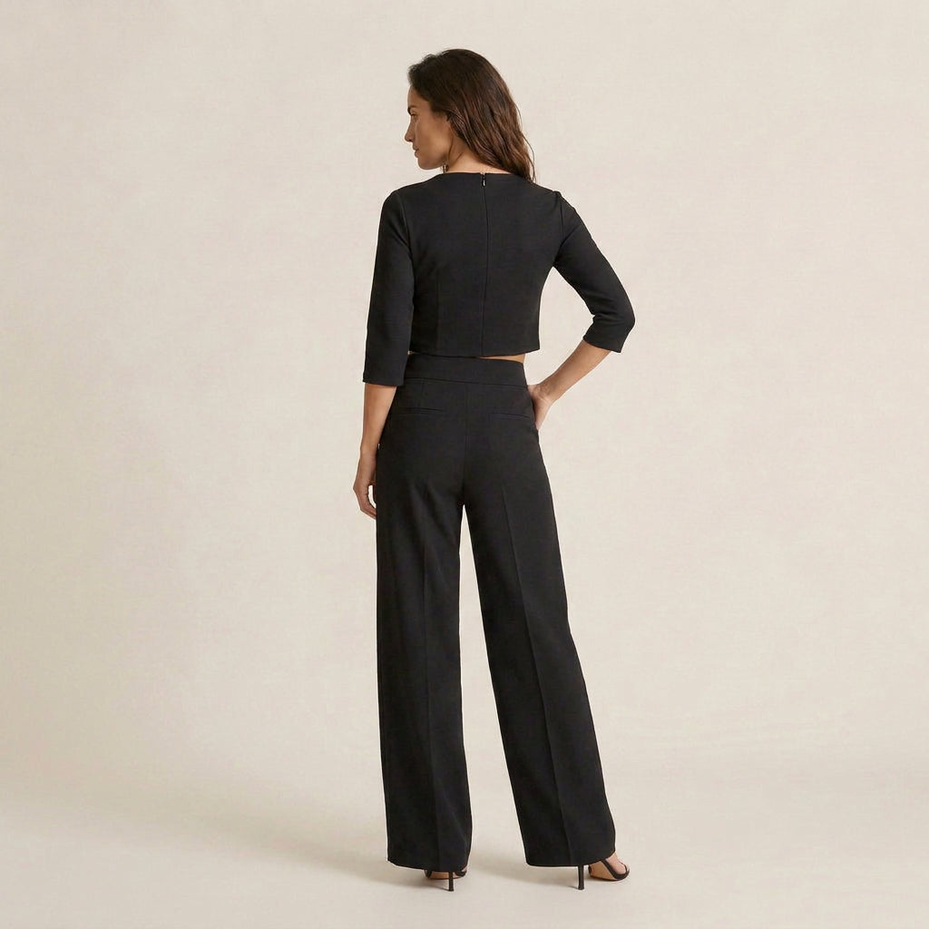 Conjunto Top Corto y Pantalón Ancho para Mujer