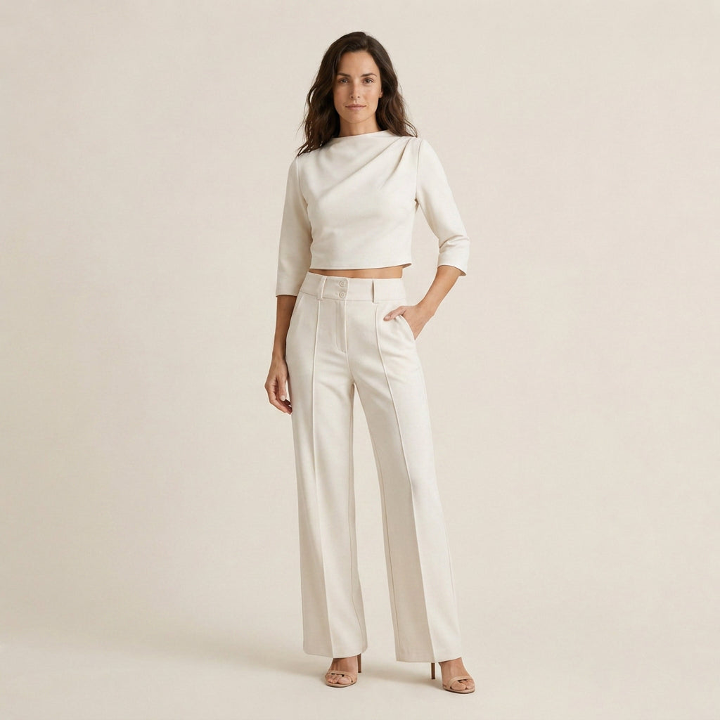 Conjunto Top Corto y Pantalón Ancho para Mujer