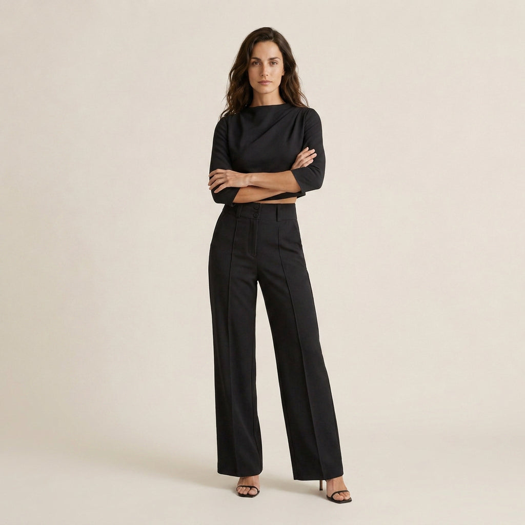 Conjunto Top Corto y Pantalón Ancho para Mujer