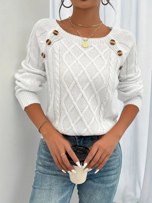 Nerea | Jersey fino de punto con cuello redondo y botones