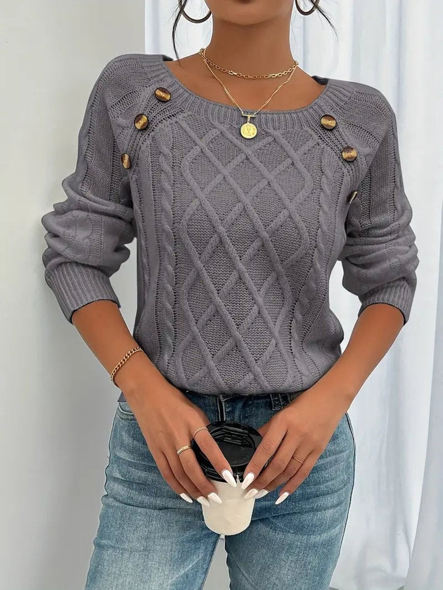 Nerea | Jersey Fino de Punto Mujer Cuello Redondo Botones