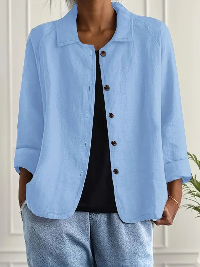 Remedios | Chaqueta de lino con botones y manga larga