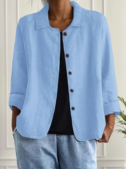 Remedios | Chaqueta de lino con botones y manga larga
