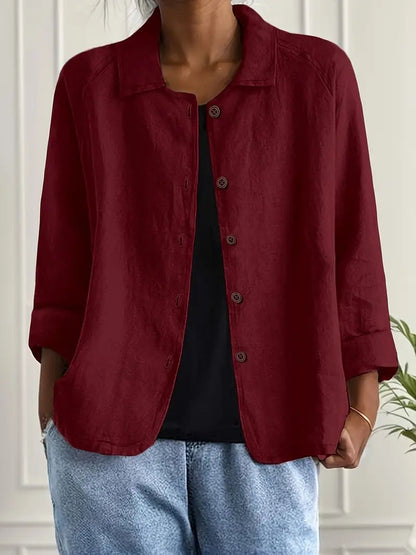 Remedios | Chaqueta de lino con botones y manga larga