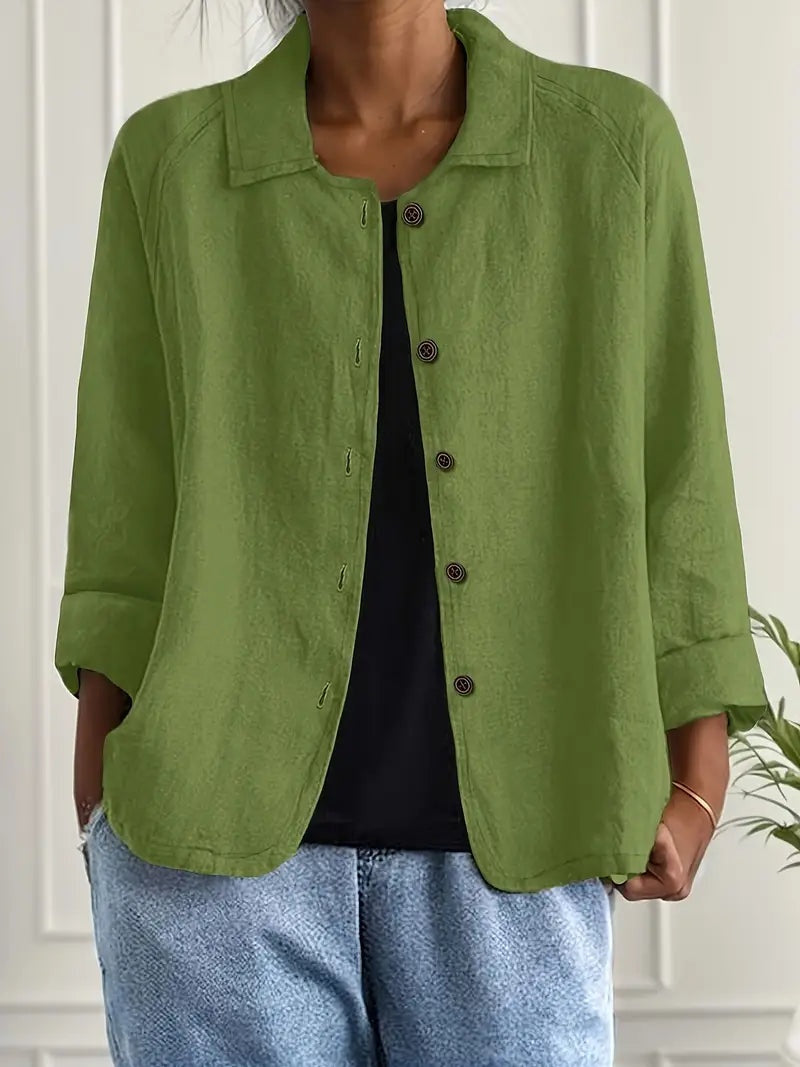 Remedios | Chaqueta de lino con botones y manga larga