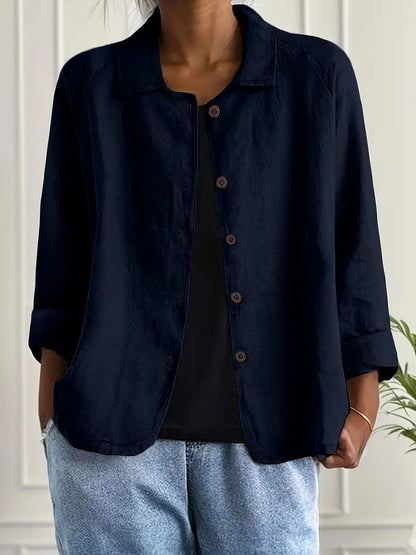 Remedios | Chaqueta de lino con botones y manga larga