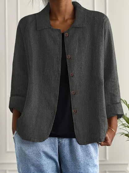 Remedios | Chaqueta de lino con botones y manga larga