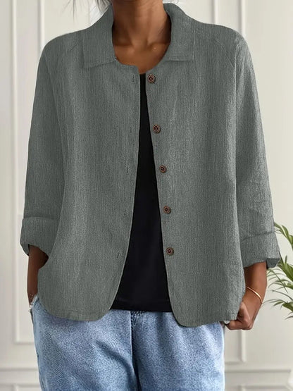 Remedios | Chaqueta de lino con botones y manga larga
