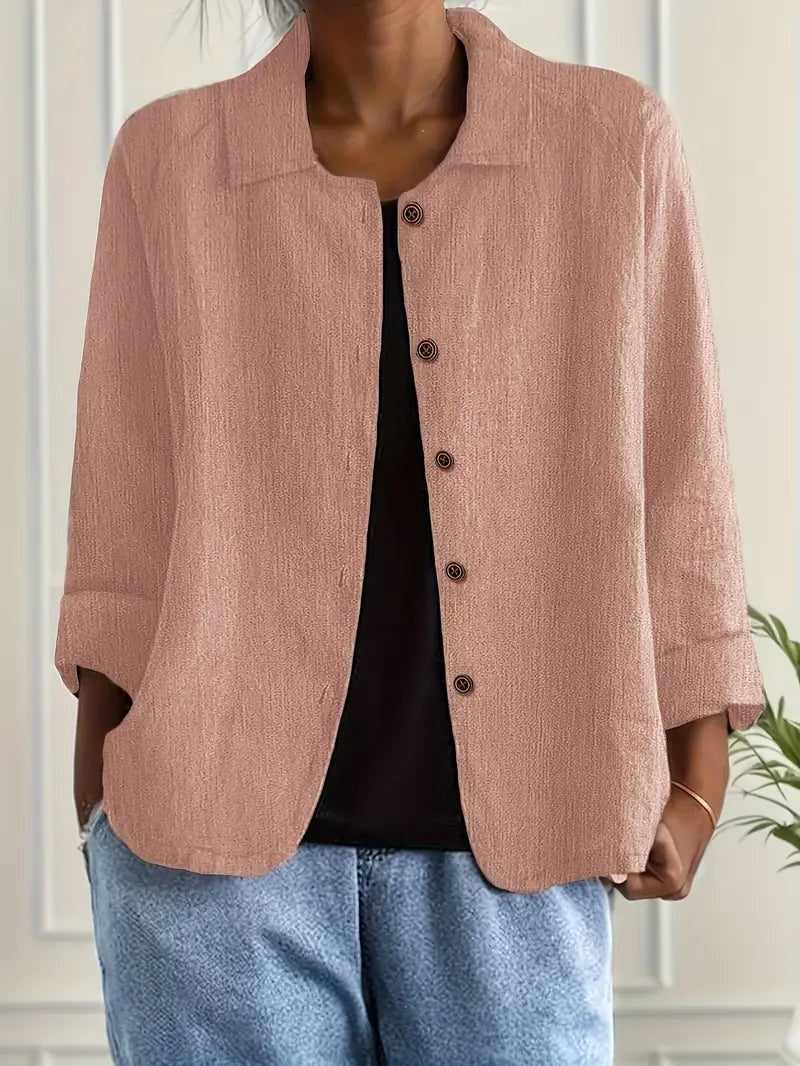 Remedios | Chaqueta de lino con botones y manga larga