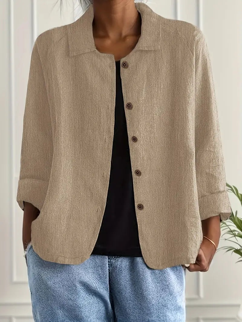 Remedios | Chaqueta de lino con botones y manga larga