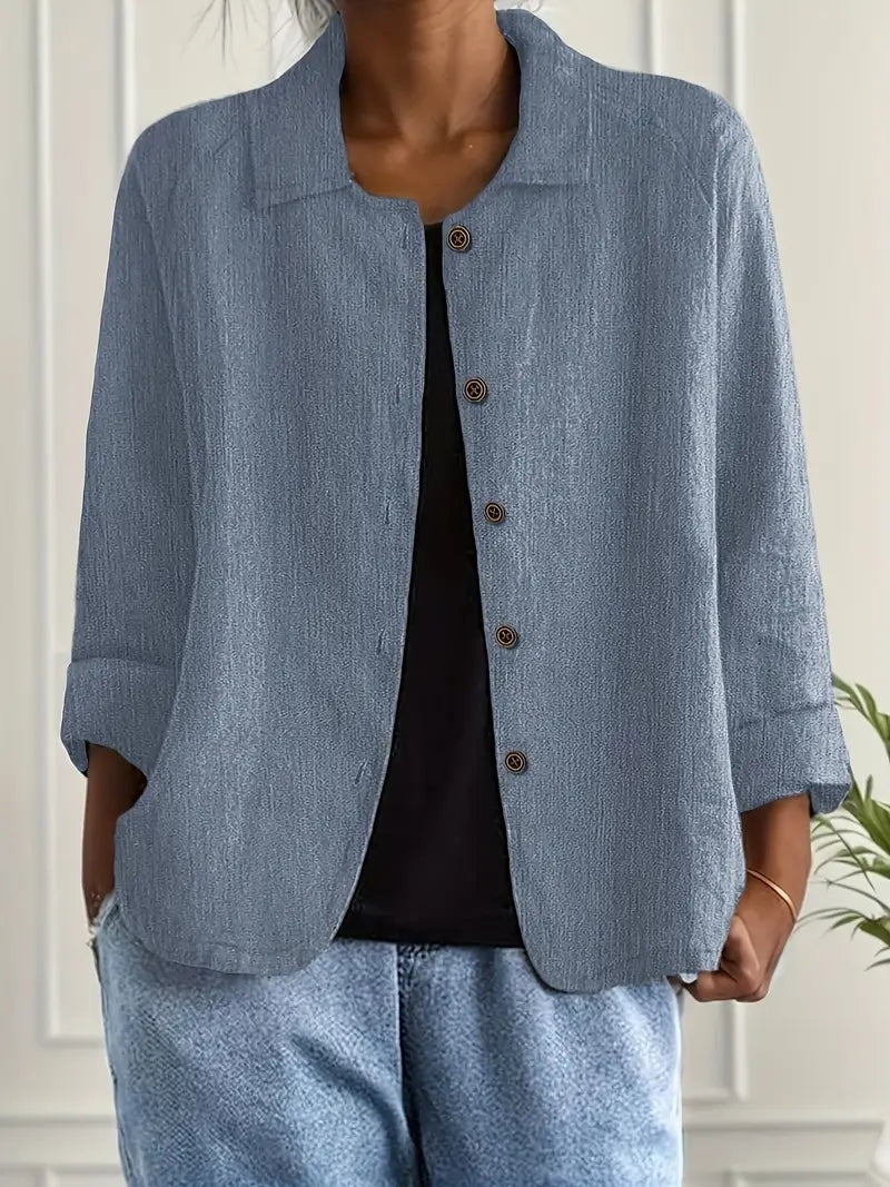Remedios | Chaqueta de lino con botones y manga larga